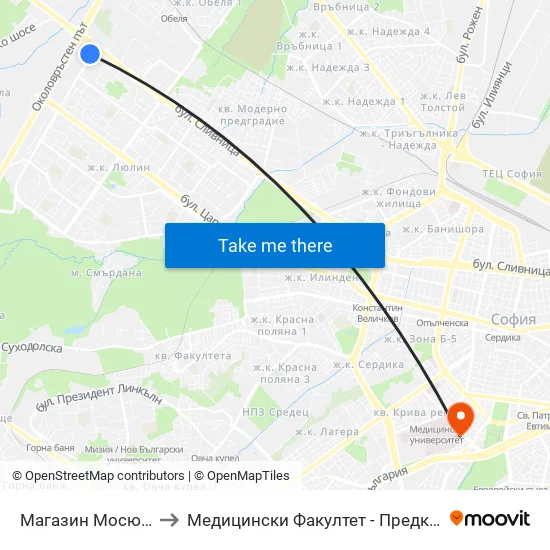 Магазин Мосю Бриколаж (2385) to Медицински Факултет - Предклиничен Университетски Център map