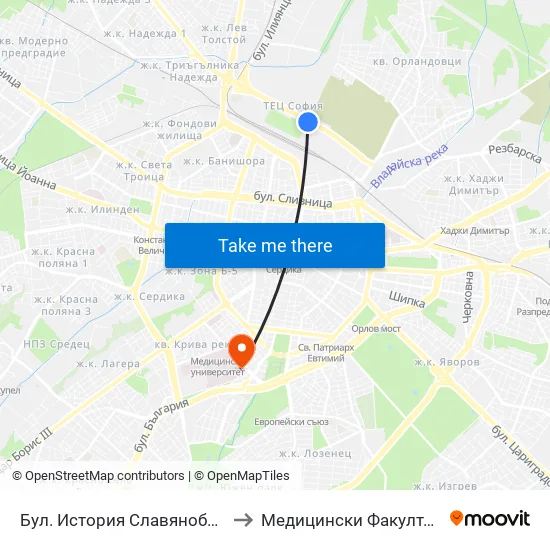 🏢 Капитол Резидънс / Capitol Residence (0066) to Медицински Факултет - Предклиничен Университетски Център map