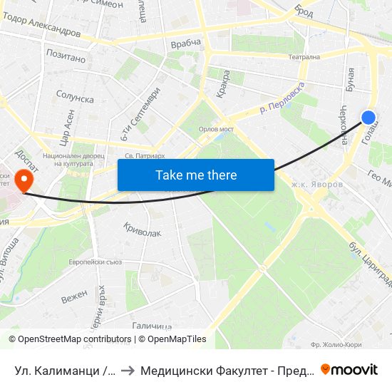 Ул. Калиманци / Kalimantsi St. (1972) to Медицински Факултет - Предклиничен Университетски Център map