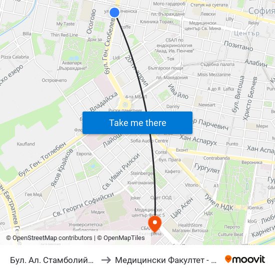 Бул. Ал. Стамболийски / Al. Stamboliyski Blvd. (0283) to Медицински Факултет - Предклиничен Университетски Център map