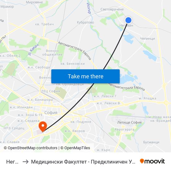 Негован to Медицински Факултет - Предклиничен Университетски Център map