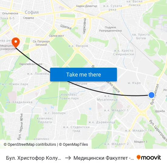 Бул. Христофор Колумб / Christopher Columbus Blvd. (0577) to Медицински Факултет - Предклиничен Университетски Център map
