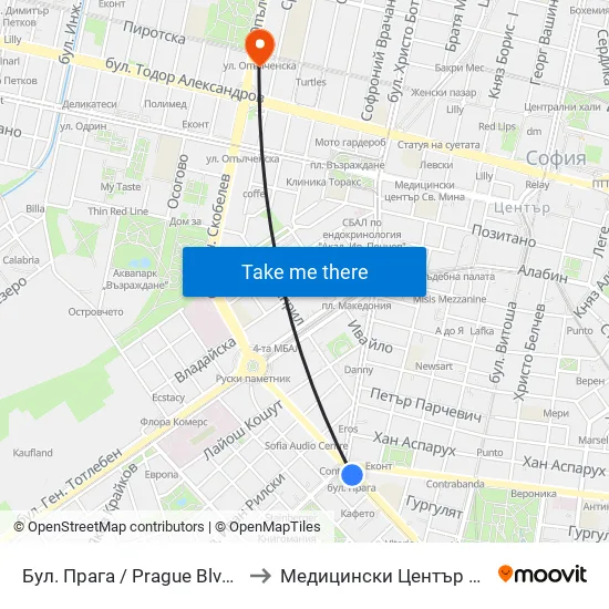 Бул. Прага / Prague Blvd. (0365) to Медицински Център Панацея map