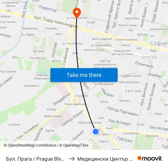 Бул. Прага / Prague Blvd. (0366) to Медицински Център Панацея map