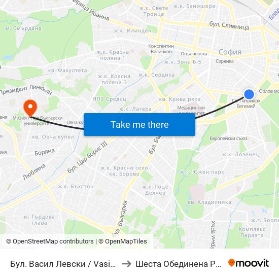 Бул. Васил Левски / Vasil Levski Blvd. (0299) to Шеста Обединена Районна Болница map