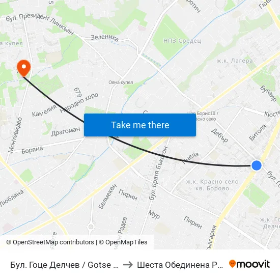 Бул. Гоце Делчев / Gotse Delchev Blvd. (0308) to Шеста Обединена Районна Болница map