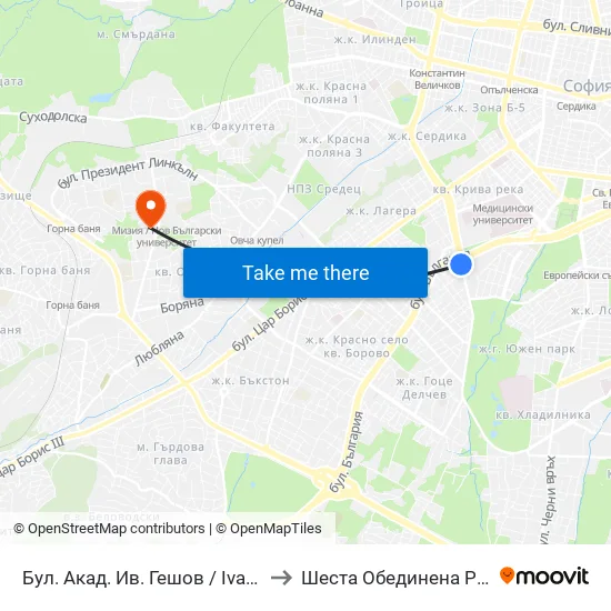 Ⓜ️ Бул. Акад. Ив. Гешов / Ivan Geshov Blvd. (0270) to Шеста Обединена Районна Болница map