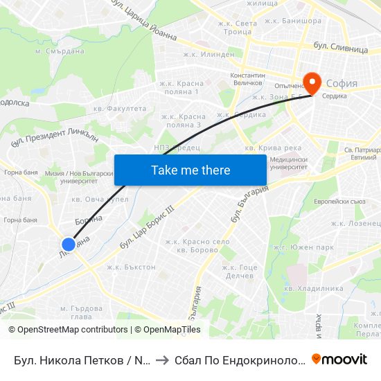 Бул. Никола Петков / Nikola Petkov Blvd. (0347) to Сбал По Ендокринология ""Акад. Ив. Пенчев"" map
