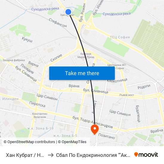 Хан Кубрат / Han Kubrat to Сбал По Ендокринология ""Акад. Ив. Пенчев"" map