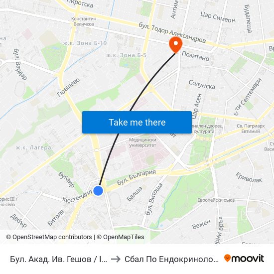 Бул. Акад. Ив. Гешов / Ivan Geshov Blvd. (0275) to Сбал По Ендокринология ""Акад. Ив. Пенчев"" map