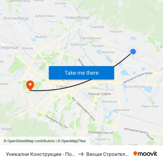Уникални Конструкции - По Желание / Unikalni Konstruktsii - on Demand (2264) to Висше Строително Училище ""Любен Каравелов"" map