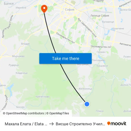 Махала Елата / Elata Neighbourhood (0563) to Висше Строително Училище ""Любен Каравелов"" map