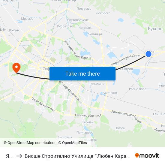 Яна to Висше Строително Училище ""Любен Каравелов"" map