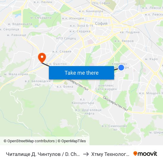 Читалище Д. Чинтулов / D. Chintulov Library (2365) to Хтму Технологичен Колеж map