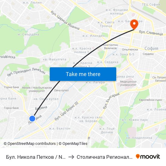 Бул. Никола Петков / Nikola Petkov Blvd. (0347) to Столичната Регионална Здравна Инспекция map