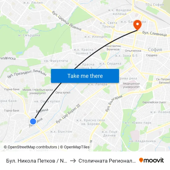 Бул. Никола Петков / Nikola Petkov Blvd. (0347) to Столичната Регионална Здравна Инспекция map