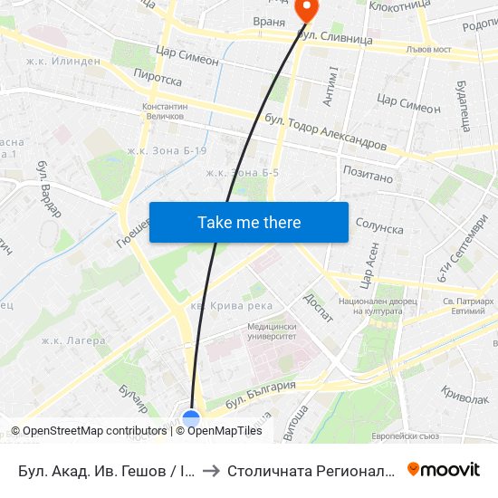 Бул. Акад. Ив. Гешов / Ivan Geshov Blvd. (0275) to Столичната Регионална Здравна Инспекция map