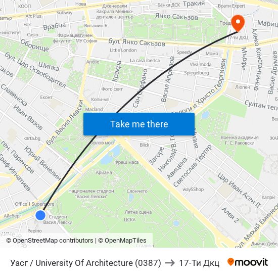 Уасг / University Of Architecture (0387) to 17-Ти Дкц map