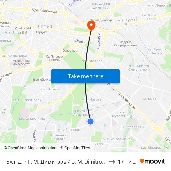 Бул. Д-Р Г. М. Димитров / G. M. Dimitrov Blvd. (0317) to 17-Ти Дкц map