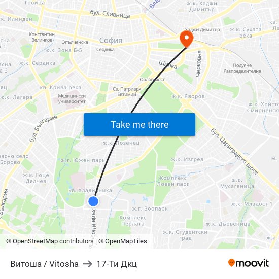 Витоша / Vitosha to 17-Ти Дкц map
