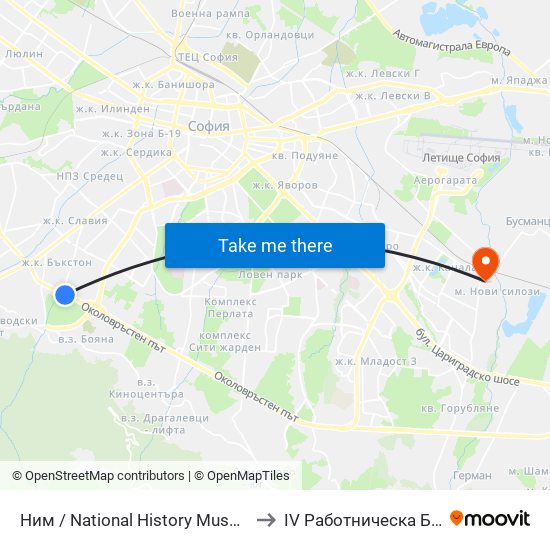 Ним / National History Museum (1464) to IV Работническа Болница map