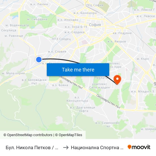 Бул. Никола Петков / Nikola Petkov Blvd. (0345) to Национална Спортна Академия Васил Левски map