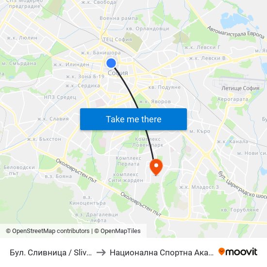 Бул. Сливница / Slivnitsa Blvd. (0376) to Национална Спортна Академия Васил Левски map