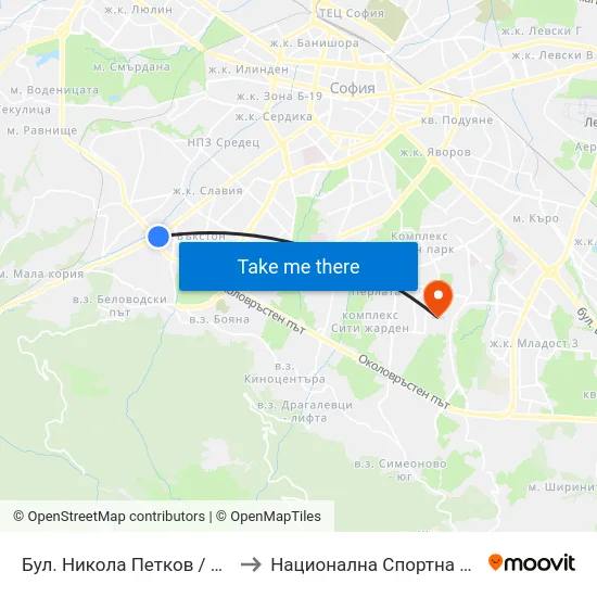 Бул. Никола Петков / Nikola Petkov Blvd. (0349) to Национална Спортна Академия Васил Левски map