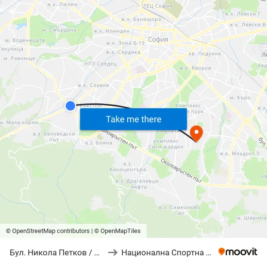 Бул. Никола Петков / Nikola Petkov Blvd. (0348) to Национална Спортна Академия Васил Левски map