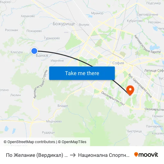 👋 Вердикал / Verdikal (2497) to Национална Спортна Академия Васил Левски map