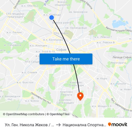 Ул. Ген. Никола Жеков / Gen. Nikola Zhekov St. (1898) to Национална Спортна Академия Васил Левски map