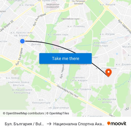 Бул. България / Bulgaria Blvd. (6275) to Национална Спортна Академия Васил Левски map