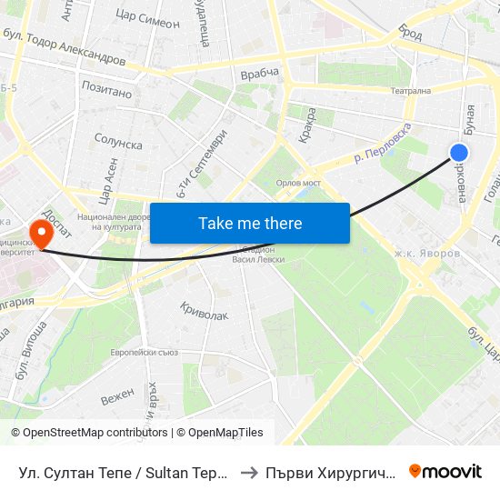 Ул. Султан Тепе / Sultan Tepe St. (2194) to Първи Хирургичен Блок map