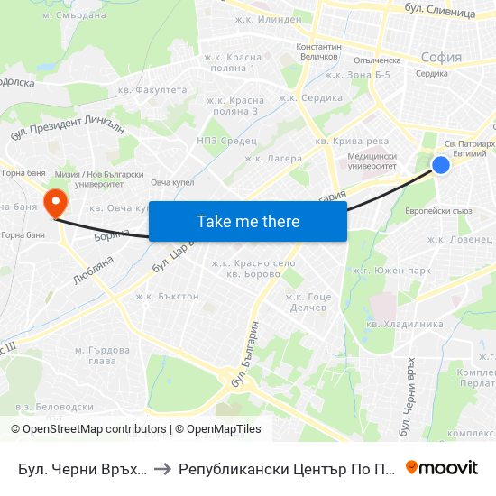 Бул. Черни Връх / Cherni Vrah Blvd. (0401) to Републикански Център По Протезиране И Възстановителна Хирургия map