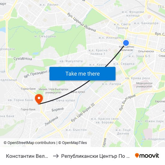 Константин Величков / Konstantin Velichkov to Републикански Център По Протезиране И Възстановителна Хирургия map