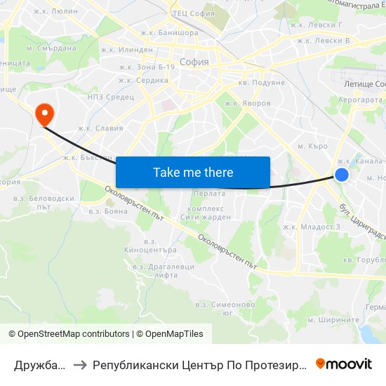 Дружба / Druzhba to Републикански Център По Протезиране И Възстановителна Хирургия map