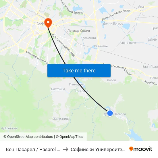 👋 Вец Пасарел / Pasarel Hydroelectric Plant (0420) to Софийски Университет “Св. Климент Охридски"" map
