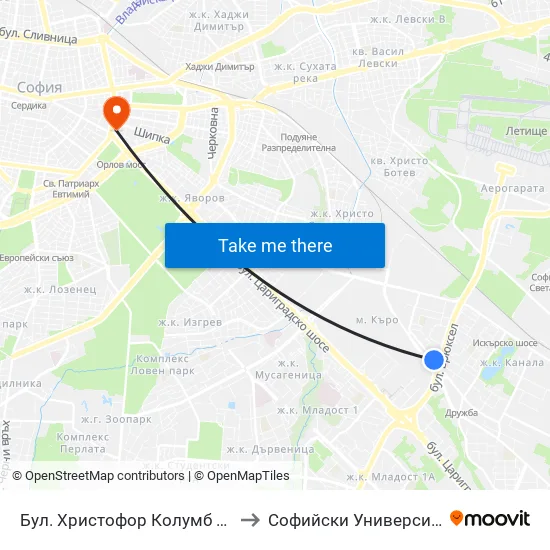 Бул. Христофор Колумб / Christopher Columbus Blvd. (0577) to Софийски Университет “Св. Климент Охридски"" map