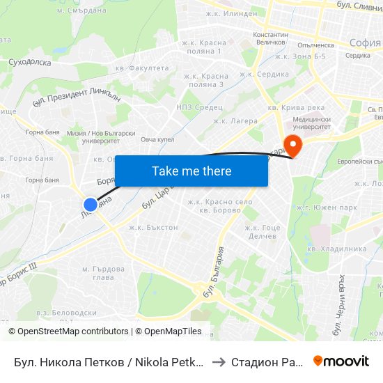 Бул. Никола Петков / Nikola Petkov Blvd. (0347) to Стадион Раковски map