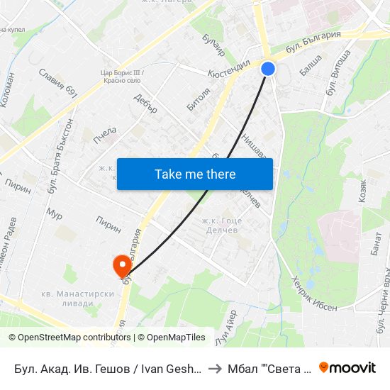 Бул. Акад. Ив. Гешов / Ivan Geshov Blvd. (0270) to Мбал ""Света София"" map