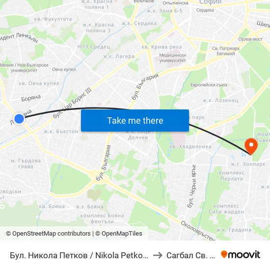 Бул. Никола Петков / Nikola Petkov Blvd. (0350) to Сагбал Св. Лазар map