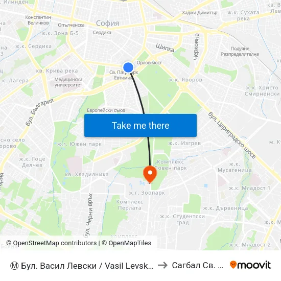 Ⓜ️ Бул. Васил Левски / Vasil Levski Blvd. (0300) to Сагбал Св. Лазар map