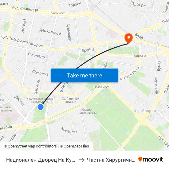 Ⓜ️ Национален Дворец На Културата / National Palace Of Culture (1139) to Частна Хирургична Болница Света Богородица map