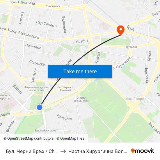 Бул. Черни Връх / Cherni Vrah Blvd. (0395) to Частна Хирургична Болница Света Богородица map