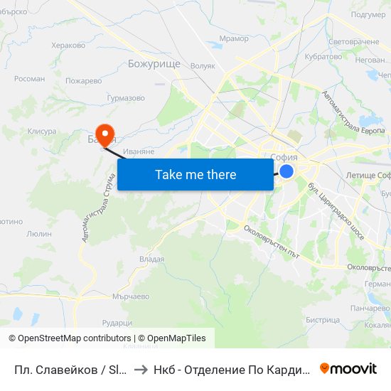 Пл. Славейков / Slaveykov Sq. (1908) to Нкб - Отделение По Кардиологична Рехабилитация map