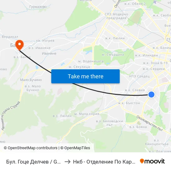 Бул. Гоце Делчев / Gotse Delchev Blvd. (0314) to Нкб - Отделение По Кардиологична Рехабилитация map