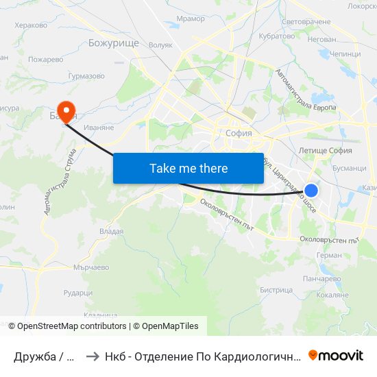 Дружба / Druzhba to Нкб - Отделение По Кардиологична Рехабилитация map