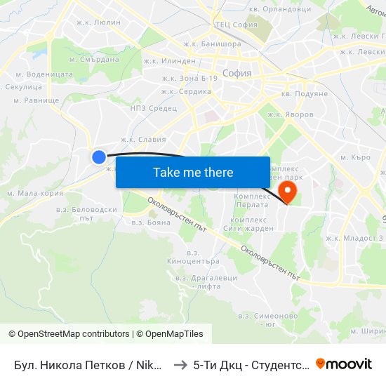 Бул. Никола Петков / Nikola Petkov Blvd. (0347) to 5-Ти Дкц - Студентска Поликлиника map
