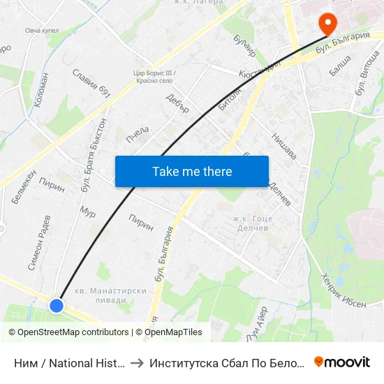 🎨 Ним / National History Museum (1464) to Институтска Сбал По Белодробни Болести Св. София map
