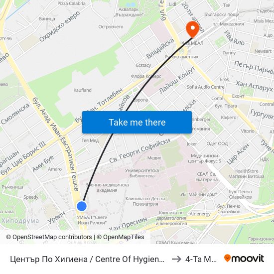 Център По Хигиена / Centre Of Hygiene (2342) to 4-Та Мбал map